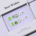 Faux ongles faits main pour enfants vert et blanc avec motifs grenouille et cygne - S (Pour 3-5 ans) / Petite Grenouille Heureuse (644)