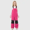 Salopette da sci rosa per bambini con spalline regolabili e toppe nere sulle ginocchia - Rosso rosa