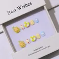 Cute cartoon kids press-on nails with 3D turtle and sweet treats in macaron colors - S / Cute Turtle Encounter