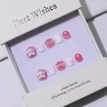 Handgefertigte rosa-weiße Cartoon-Nägel zum Aufkleben mit 3D-Schleifen in Box - S / Rosa Weiß Katze Stil