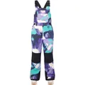 Kids colorful abstract print ski bib overalls with purple and cyan splash pattern - Purple Tie-dye