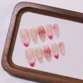 Handmade press-on nails in almond shape featuring pink cherry blossom and floral 3D art - XS / Sweet Girl Pink Almond Nails
