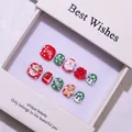 Set unghie finte natalizie fatte a mano con Babbo Natale 3D, pupazzo di neve e omino pan di zenzero - S / Rosso Verde Bianco