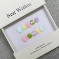 Faux ongles de pieds faits main aux couleurs macaron avec nœuds 3D en boîte cadeau - S / (816) - Ongles pour Enfants