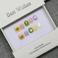 Handmade cute kids press-on nails set with 3D bees and butterflies in a gift box - S (Fits Ages 3-5) / Macaron Multicolor (823)