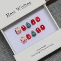 Handmade Christmas press-on nail set featuring 3D Santa and tree designs in a gift box - S / Red Christmas