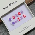 Cute cartoon handmade press-on nails set with purple turtles and bows in a gift box - S / Kids Style (834)