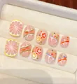 Uñas postizas hechas a mano con coloridos patrones de frutas y textura de gel brillante - XS / Limón Amarillo