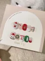 Detail von 3D geprägten Weihnachts-Nagelspitzen mit Weihnachtsmann- und Schneemannmustern - XS / Weihnachtsgeschenk (273)