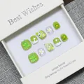Kit de faux ongles faits main avec grenouille 3D et fleurs dans un coffret cadeau - Taille S (Convient aux 3-5 ans) / Style Grenouille Vert Frais