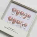 Handmade almond press-on nails with 3D floral accents and French tips in a gift box - XS / Soft Pink Star Chain Short Almond