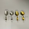 Abmessungen und Gewicht polierter Edelstahl Löffel mit gebogenem Griff im Detail - Gold und Silber Runde Ovale Löffel Set