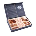 24-piece rose gold stainless steel cutlery set with premium magnetic gift box - Rose Gold