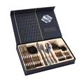 24-piece polished black stainless steel cutlery gift set in a luxury box - Titanium Black