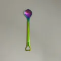 Cuillère en acier inoxydable arc-en-ciel avec tête en patte de chat et manche cœur - Coloré