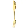 Golden 304 stainless steel dessert fork featuring a creative wing-shaped handle design - Wing Fork - Gold