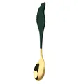 Creative wing handle dessert spoon in gold-plated steel and elegant dark green - Wing Spoon - Dark Green Gold