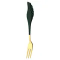304 stainless steel fork with creative green angel wing handle and golden finish - Wing Fork - Dark Green Gold