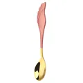 Elegant wing-shaped handle spoon in matte rose pink and mirror gold stainless steel - Wing Spoon - Pink Gold