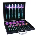 Ménagère 24 pièces en acier inoxydable irisé avec couteaux et fourchettes en coffret noir - Iridescent Style - Black Box
