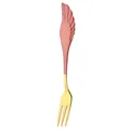 304 stainless steel dessert fork with rose pink wing handle and gold three-prong head - Wing Fork - Pink Gold