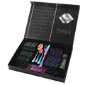 Rainbow 48-piece stainless steel cutlery set in a premium black geometric gift box - AB Color