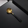 Cuillère ronde moderne en acier inoxydable 304 avec manche noir et tête dorée - Cuillère de Table Noir et Or