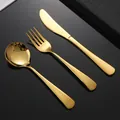 Service de couverts dorés en acier inoxydable 304 avec couteau fourchette et cuillère - Set Couverts Or
