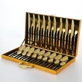 Ménagère de 24 pièces en acier inoxydable doré avec élégante mallette de rangement - Or (Set de 36 Pièces)