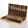 Ménagère 24 pièces en acier inoxydable or rose dans son coffret cadeau doré chic - Or Rose (Set de 36 Pièces)