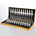Ménagère de 48 pièces en acier inoxydable rangée dans un coffret cadeau doré chic - Argent (Set de 48 Pièces)
