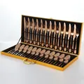 Ménagère 36 pièces en acier inoxydable or rose rangée dans un coffret cadeau doré - Or Rose (Set de 48 Pièces)