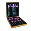 16-piece rainbow stainless steel cutlery set with four main pieces in a golden gift box - 16-Piece Set (Gold Grid Box) / AB Color