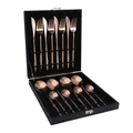 Set posate 16 pezzi in acciaio inox oro rosa con coltelli e forchette in confezione regalo nera - Set da 16 Pezzi (Scatola Nera) / Oro rosa