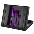 24-piece stainless steel cutlery set in iridescent purple with a luxury gift box - Black Box / Purple