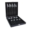 Set posate da 16 pezzi in acciaio inox con manici neri in un'elegante confezione regalo - Set da 16 Pezzi (Scatola Nera) / Nero