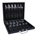 Ménagère 24 pièces en acier inoxydable noir mat dans son coffret cadeau noir - Style Noir - Boîte Noire