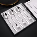 Set de 6 couverts en acier inoxydable 304 avec cuillères et fourchettes dans un coffret cadeau - Ensemble Combiné Cuillère et Fourchette Argenté (Coffret Cadeau) / Acier Original