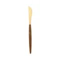 Goldenes Edelstahl-Tafelmesser mit elegantem Griff in dunkelbrauner Holzmaserung - Gold Spitz Holzgriff Messer