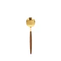 Moderner goldener Edelstahllöffel mit dunkelbraunem Griff in Holzoptik Variante - Gold Spitz Holzgriff Teelöffel