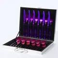 Set posate 24 pezzi in acciaio inox viola con elegante scatola regalo argento - Viola (Confezione Regalo Argento)