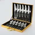Set posate 24 pezzi in acciaio inox argento con elegante valigetta regalo color oro - Argento (Confezione Regalo Oro)