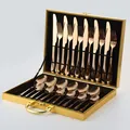 Set posate da 24 pezzi in acciaio inossidabile oro rosa con elegante scatola regalo - Oro Rosa (Confezione Regalo Oro)