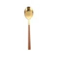 Moderner goldener Edelstahllöffel mit dunkelbraunem Griff in Holzoptik - Gold Eckig Holzgriff Löffel