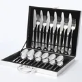 Set posate 24 pezzi in acciaio inossidabile lucido organizzato in una confezione regalo - Argento (Confezione Regalo Argento)