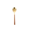 Japanischer Gold-Suppenlöffel aus Edelstahl mit dunklem Holzgriff und Spiegelglanz - Gold Eckig Holzgriff Teelöffel