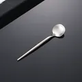 Cucchiaio moderno in acciaio inossidabile spazzolato con manico lungo e testa tonda - Cucchiaino da Tè Argento