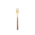 Moderne goldene Edelstahlgabel mit elegantem dunklem Holzmaserungsgriff - Gold Eckig Holzgriff Kuchengabel