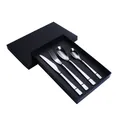 Modernes Besteckset aus 304 Edelstahl mit Spiegelglanz in einer schwarzen Geschenkbox - Silber Tafelmesser Gabel Hauptlöffel Teelöffel
