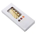 Set de couteau à gâteau et fourchettes dorés en acier inoxydable avec boîte cadeau - Boîte cadeau blanche / Doré